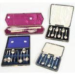 Silver, comprising; a set of six grapefruit spoons, Birmingham 1936, a set of six coffee spoons,