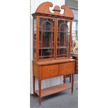 An Edwardian floral marquetry inlaid satin wood display cabinet,