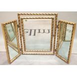 A 20th century gilt framed triptych dressing table mirror, 47cm wide x 60cm high.