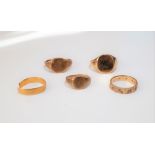 A 22ct gold wedding ring (cut), weight 1 gm,