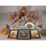 A quantity of assorted models of owls, ceramic, metal and other examples, the largest 17cm high,