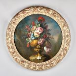 Circle of Francesco Lavagna, Floral still life, oil on canvas, tondo, diam 50cm. Illustrated.