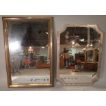 A 20th century brass framed rectangular wall mirror, 122cm wide x 82cm high,
