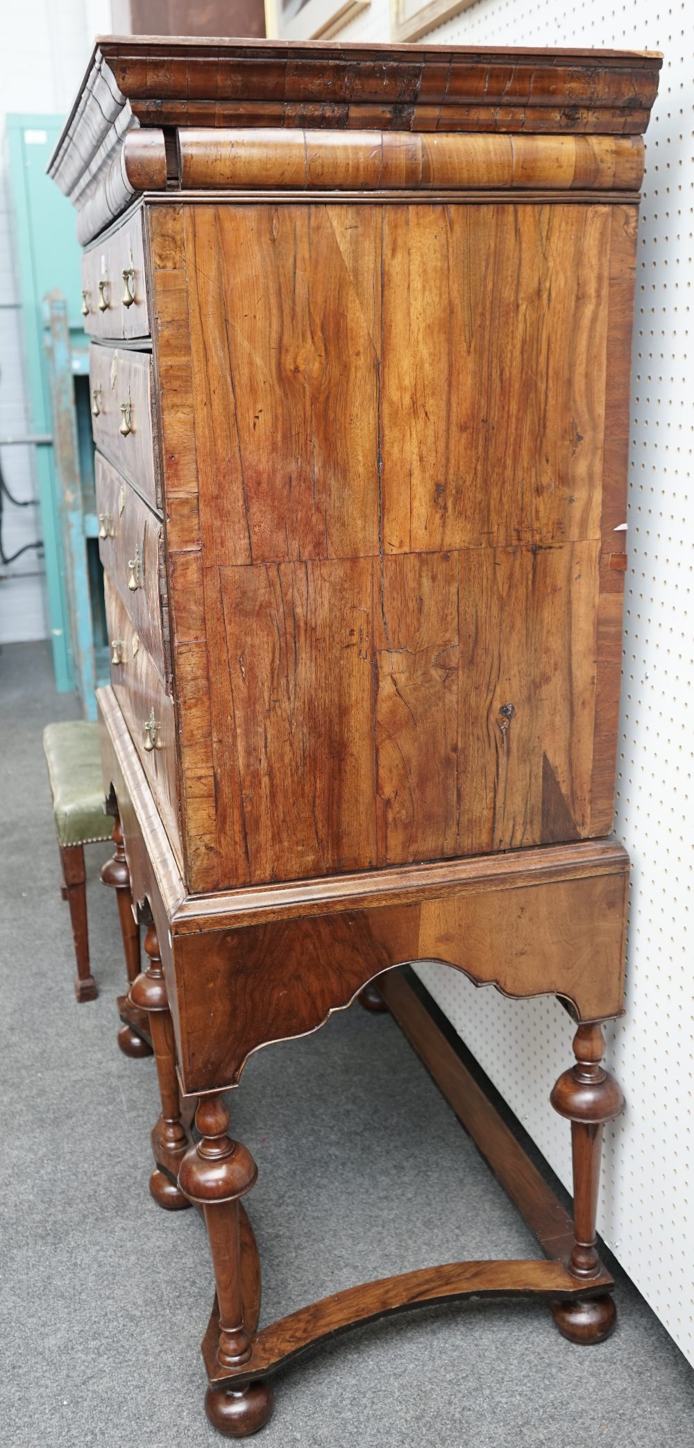 A George I and later walnut chest on stand, - Image 4 of 10