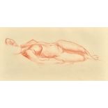 Alfred George Stevens (1817-1875), Reclining nude, red chalk, indistinctly signed, 17.5cm x 34.5cm.