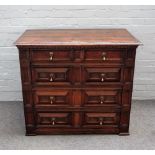 A Charles II oak chest, with four long geometric moulded graduated drawers, 105cm wide x 88cm high.
