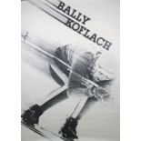 ADVERTISING POSTER: for the Swiss shoe brand, marketing Bally Koflach, leather racing ski boots,