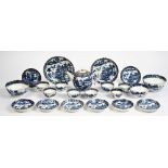 A Caughley composite blue and white printed part tea service, circa 1785,