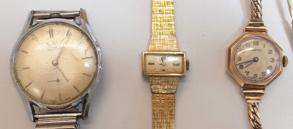 A Vertex 9ct gold octagonal cased lady's wristwatch, - Image 2 of 3