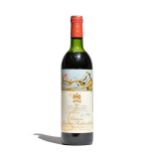 One bottle 1981 Chateau Mouton Rothschild, level at top of shoulders. Illustrated.