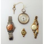 A Cyma Cymaflex 9ct gold circular cased lady's wristwatch,