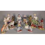 Ceramics, ceramics including, a quantity of Staffordshire type figures including animals,