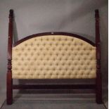 A William IV and later mahogany upholstered headboard with reeded column supports,