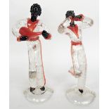 Two Murano glass Blackamoor minstrel figures in the style of Seguso Vertri D'Arte,