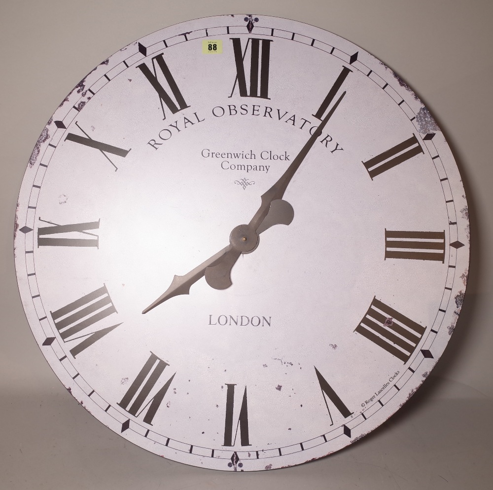 A modern circular wooden wall clock 'Royal Observatory', 'Greenwich Clock Company', 71cm diameter.