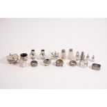 Silver and silver mounted wares, comprising; two mustard pots, a pair of salts,