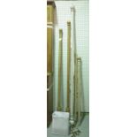 A 20th century pitch pine curtain rail, 210cm long, another smaller 193cm long,