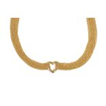 A Tiffany & Co 18ct gold, open heart necklace,