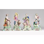 A set of four Bow porcelain figures, circa 1765, emblematic of the elements,