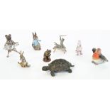 Eight Austrian cold painted bronze miniature animals,