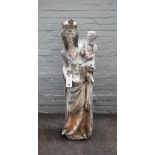 An 18th century style painted wooden figure group depicting mother and child, 20th century,