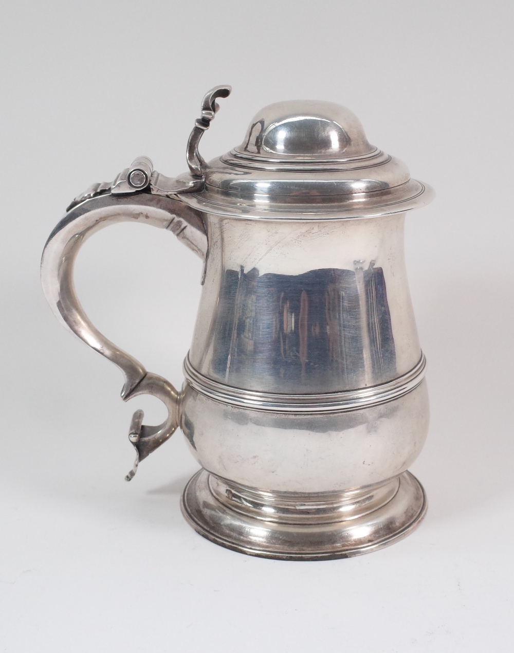 A late George II silver tankard of baluster form, the domed lid with an openwork thumbpiece, - Image 2 of 14