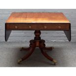 A George IV rosewood banded mahogany sofa table, with a pair of frieze drawers,