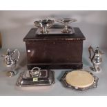 Silver and silver plates wares, including; a Christofle tray, 35cm wide, jugs,