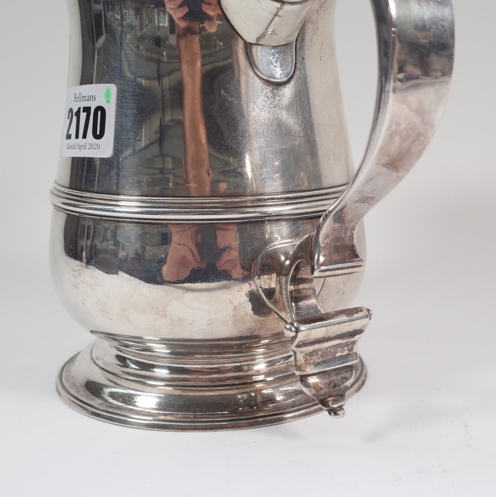 A late George II silver tankard of baluster form, the domed lid with an openwork thumbpiece, - Image 4 of 14