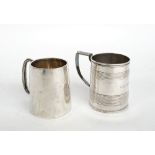 Silver, comprising: a George III christening mug of tapered cylindrical form,