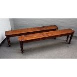 A pair of mahogany window seats, 19th century and later,