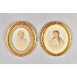 English School (late 19th century), Portraits of young ladies, a pair, watercolour, oval, each 29.