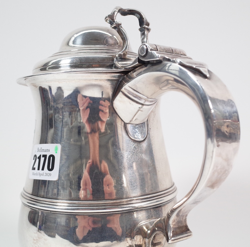 A late George II silver tankard of baluster form, the domed lid with an openwork thumbpiece, - Image 5 of 14