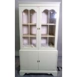 A 20th century grey painted display cabinet, 79cm wide x 154cm high.