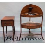 A Victorian mahogany corner washstand, 68cm wide x 109cm high,