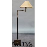 A 20th century chrome and hardwood reading lamp, on square plinth base, 120cm high.