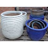 A quantity of modern garden pots of various sizes, the largest being 48cm wide x 63cm high (13).