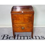 A George III inlaid mahogany tray top night commode, 57cm wide x 85cm high.