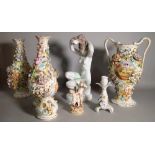 A group of modern Continental porcelain including floral decorated vases, figures and sundry, (qty).