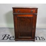 A 19th century mahogany side cupboard with single drawer plinth base, 55cm wide x 89cm high.