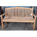 Goldcliff Teak; a teak garden bench, 151cm wide x 91cm high.