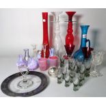 A quantity 20th century decorative glass including Caithness vases, coloured glass vases and sundry,