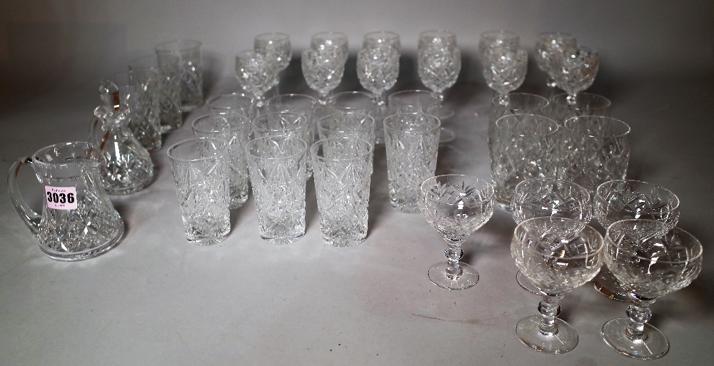 A quantity of cut glass drinking glasses, (qty).