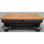 DO NOT AFTERSALE A mid-20th century teak rectangular coffee table on black painted base,