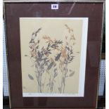 Veronica Charlesworth (20th century), Meadow grasses; Autumn leaves 2; Harvest, three colour prints,