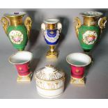 A group of 19th century and later Paris type porcelain, including vases and an oval lidded box,