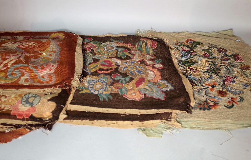 A quantity of mostly early 20th century tapestry seat covers, (qty).