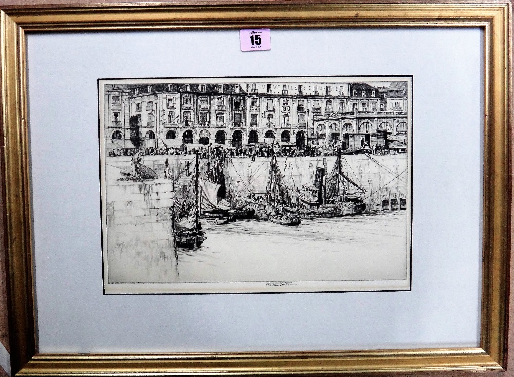 Stanley Anderson (1884-1966), Les Arcades, Dieppe, etching, signed, 20.5cm x 31cm.