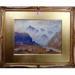 E. Brown (early 20th century), Mountainous landscape, watercolour, signed, 24cm x 33cm.