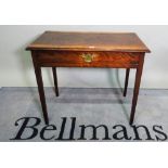 A late George III mahogany single drawer side table, 84cm wide x 72cm high.